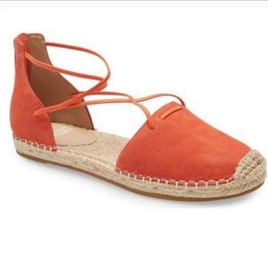 Eileen Fisher Lace Espadrille Wrap tangelo Nubuck Sandals Size 7.5